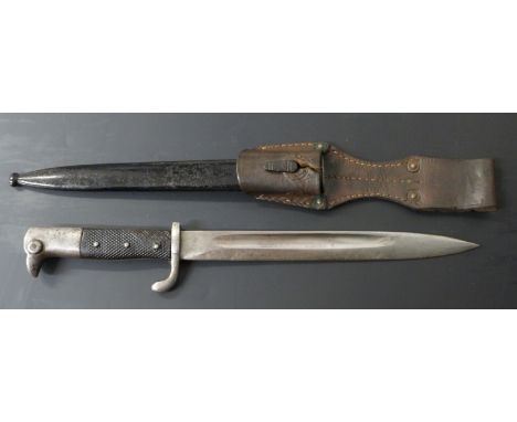 German KS98 pattern bayonet with W C &amp; K maker's mark to ricasso, 25cm fullered blade, scabbard and frog