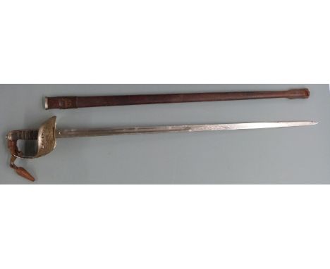 British Army 1897 pattern officer's sword, George V cypher, 15226 and J.R Gaunt &amp; Son to 83cm blade, with sword knot and 