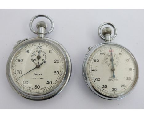 Two British Railways stopwatches, one Western region the other Eastern region, both with subsidiary dials and black numerals 