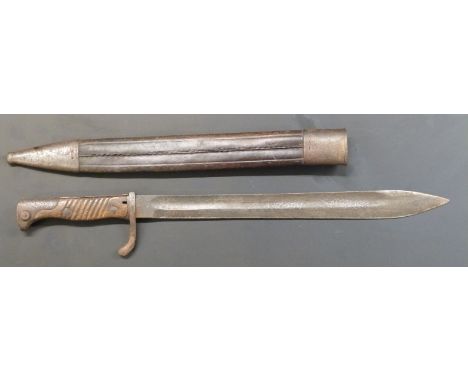 German 1898/05 pattern bayonet later type with muzzle ring trimmed and&nbsp;flashguard, some clear stamps, Weyersberger maker