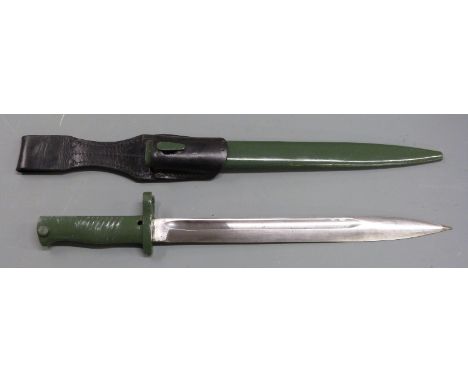 German 88/98 pattern Ersatz&nbsp;all steel knife bayonet with nine groove hilt, 31cm fullered blade, scabbard and frog