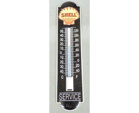 Shell Service enamel advertising thermometer, height 30cm