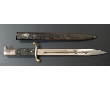 German Fireman's long pattern dress bayonet with blank pommel,&nbsp;S shaped quillon, AC&amp;S makers's stamp to ricasso, 25c