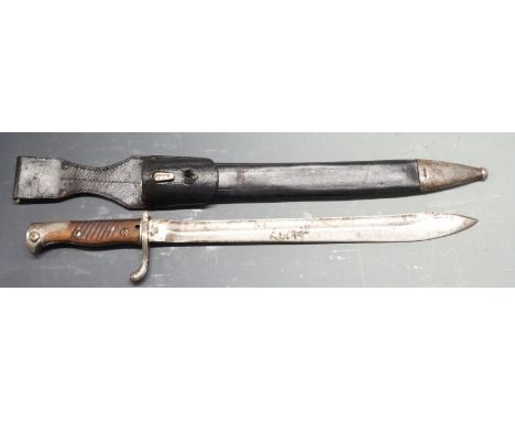 German 1898/05 pattern bayonet with&nbsp;part muzzle ring and flashguard, some clear stamps, Erfurt makers, sawback removed 3