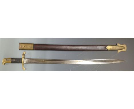 British Sappers/ Miners 1858 pattern Lancaster sword/bayonet with brass pommel and crossguard, clear stamps to one side of th