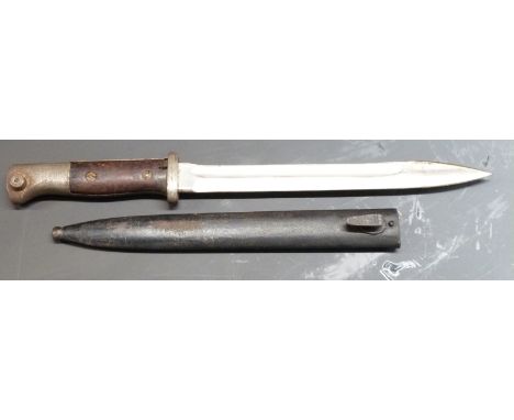 German 84/98 pattern sawback bayonet with flashguard, Gottlieb Hammesfahr Solingen Foche to ricasso, sawback removed 25cm ful