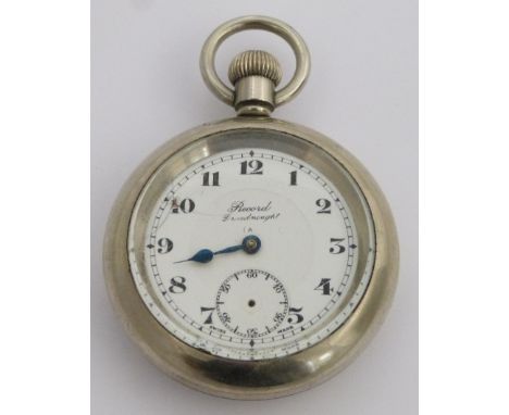 London Midland and Scottish railway Record Dreadnaught keyless winding open faced pocket watch with inset subsidiary seconds 