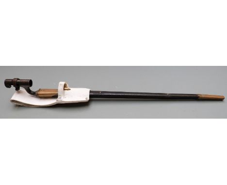 British 1876 pattern Martini Henry socket bayonet with clear stamps to 55cm blade and socket, with scabbard and frog