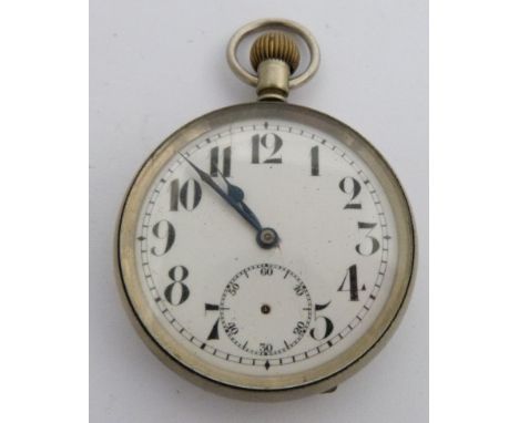 London Passenger Transport Board. railway interest, keyless winding open faced pocket watch with subsidiary seconds dial, bla