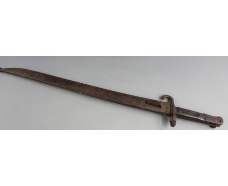 Austrian 1867 pattern volunteer sword bayonet, some clear stamps with 46.5cm fullered blade and scabbard