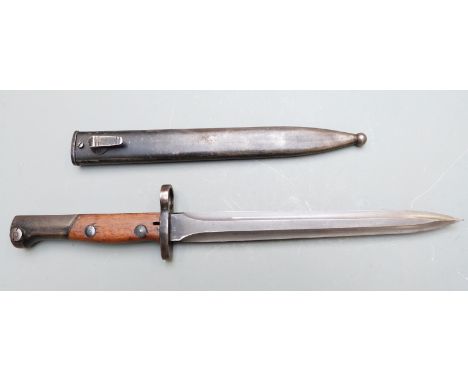 Belgium FN 1949 SLR bayonet with muzzle ring, stamped SA 30 5578 to pommel, 23cm double edged blade, with scabbard