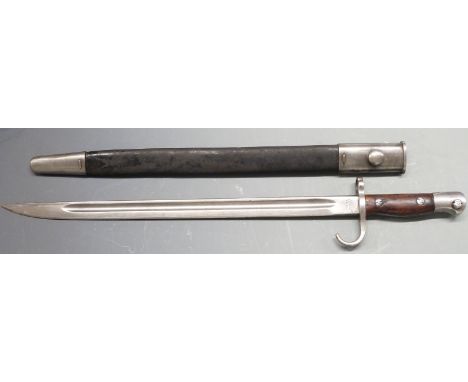 Australian 1907 pattern sword bayonet with hooked quillon, some clear stamps to ricasso, guard and pommel including Lithgow, 