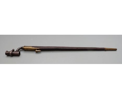 British 1876 pattern socket bayonet converted to 1895 pattern Martini Enfield, with 55cm blade and scabbard&nbsp;