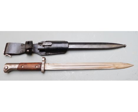 Czechoslovakia 1924 pattern bayonet stamped tgf to pommel, 30cm fullered blade, with scabbard and frog