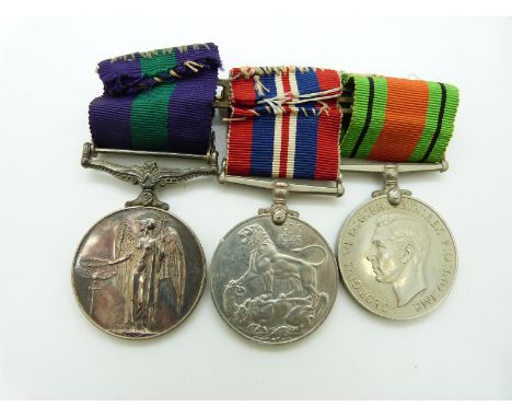 British Army WWII medals comprising War Medal and&nbsp;Defence Medal together with a General Service Medal with clasp for Mal