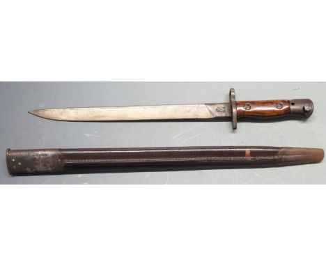 British 'Indian' pattern bayonet No1 Mk2, clear stamps including RFI to ricasso, blade length 30cm with scabbard&nbsp;