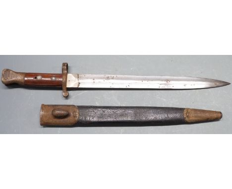 British 1888 pattern bayonet Mk1 second type, some clear stamps, 30cm blade with scabbard&nbsp;