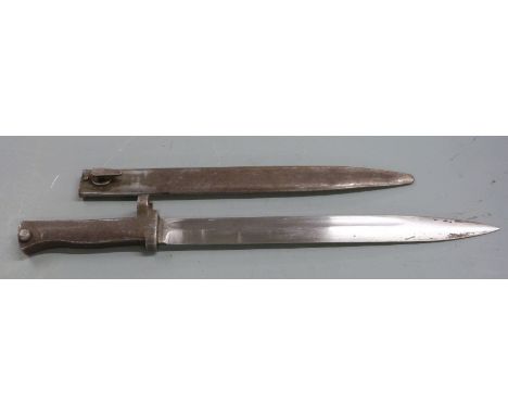 German 88/98 pattern Ersatz all steel bayonet, 5743 to crosspiece, 31cm fullered blade and scabbard