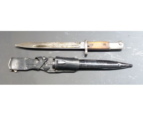 German 1884/98 with muzzle ring and flashguard, marked 43 CVL S454 to ricasso, 25cm fullered blade, with scabbard and frog&nb