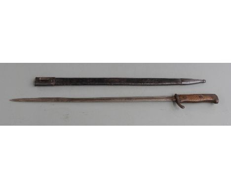 German 1898 pattern original bayonet for the Mauser rifle, Simson &amp; Co makers with 52cm quillback blade and scabbard