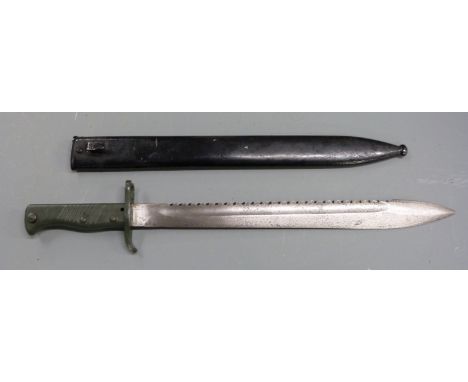 German 88/98 pattern Ersatz all steel version of the 98/05 sawback bayonet with, 36cm sawback blade and scabbard