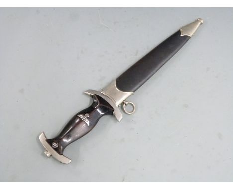 German Third Reich Nazi&nbsp;SS dagger with moto 'Meine Ehre heisst Treue' to blade, in anodised scabbard, overall length 37.