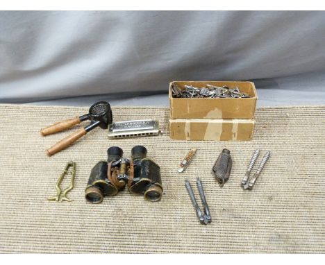 French binoculars, vintage keys, novelty nut crackers, Hohner harmonica etc&nbsp;