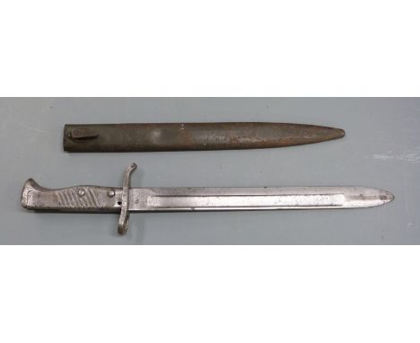 German 88/98 pattern Ersatz all steel version of the 98/05 bayonet with, 29.5cm fullered blade and scabbard