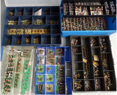 A very large collection of 15mm scale hand painted white metal war gaming soldiers.&nbsp;