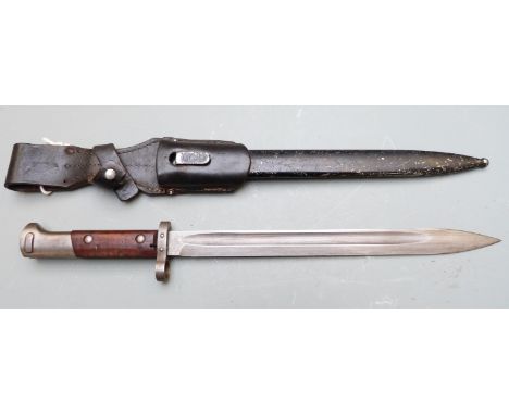 Czechoslovakia 1924 pattern bayonet stamped tgf to pommel, 30cm fullered blade, with scabbard and frog