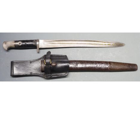 British 1856/58 pattern bayonet, some clear stamps, with shortened 33cm blade, scabbard and frog