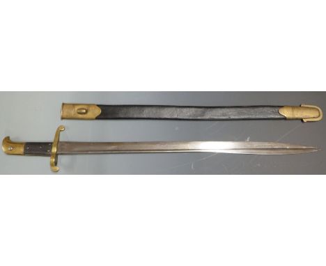 British Sappers/ Miners 1858 pattern Lancaster sword/bayonet with brass pommel and crossguard, clear stamps to one side of th