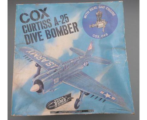 Cox Curtiss A-25 US Army Dive bomber with petrol engine, in original box with instructions.&nbsp;