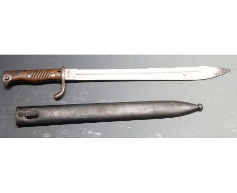 German 1898/05 pattern bayonet with&nbsp;trimmed&nbsp;muzzle ring, stamped to guard Anker-Werke makers, sawback removed 37cm 