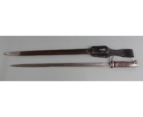 German S98 pattern bayonet, clearly stamped Erfurt makers, with regimental marks 142.R.11.164 to crosspiece, 52cm pipeback bl