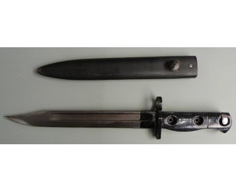 British L1A3 bayonet with 20cm fullered bowie blade, scabbard and frog&nbsp;