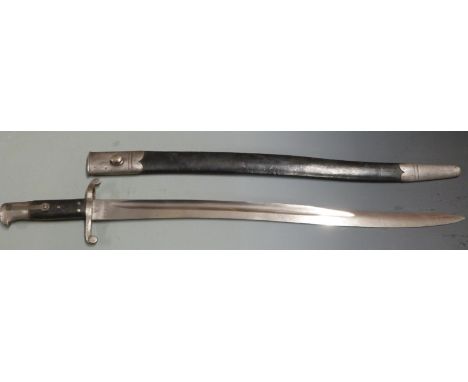 British 1856/58 pattern sword bayonet with some clear stamps, 58cm fullered yataghan blade, with scabbard&nbsp;