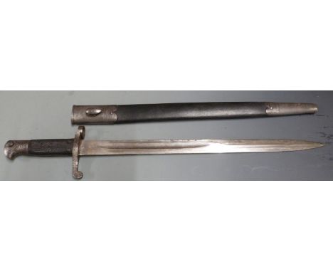 British 1887 pattern Martini Henry sword bayonet Mk1 converted to Mk4, clean stamps to ricasso, with 46cm fullered blade and 