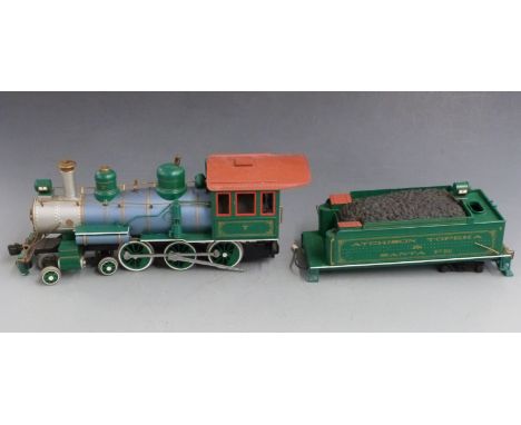 Bachmann G gauge Atchison Topeka &amp; Santa Fe 4-6-0 American locomotive and tender '7'.&nbsp;