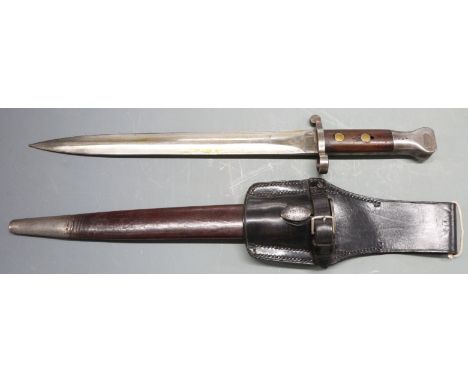 British 1888 pattern bayonet Mk1 second type with grip plates secured by two rivets, clean stamps to ricasso and pommel, blad