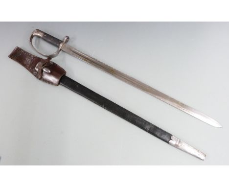 British 1879 pattern Artillery sawback bayonet with some clear stamps to ricasso and blade,&nbsp;66cm fullered sawback blade,