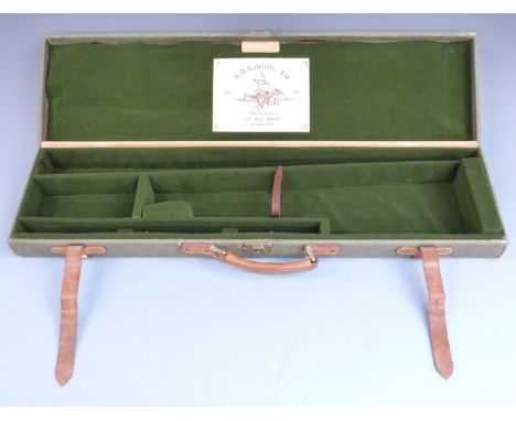 Gunmark canvas and leather shotgun case with fitted interior and 'K D Radcliffe Ltd Gunmakers 150 High Street Colchester' lab