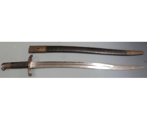 British 1856/58 pattern sword bayonet with some clear stamps, 58cm fullered yataghan blade, with scabbard&nbsp;