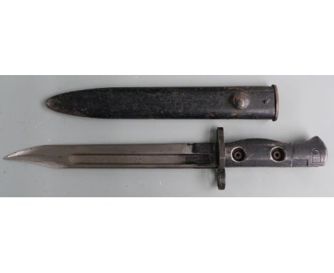 British L1A3 pattern bayonet with 20cm fullered 'bowie' style blade and scabbard