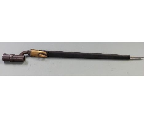 British 1853 pattern socket bayonet with some clear stamps to 43cm blade and 412564 to socket, with scabbard&nbsp;