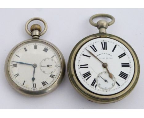 Two keyless winding open faced pocket watches, one London and South Western Railway the other Great Western Railway, both wit