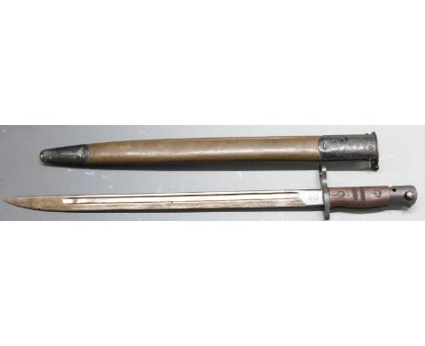 American 1917 pattern sword bayonet, some clear stamps to ricasso, 43cm fullered blade, scabbard and frog