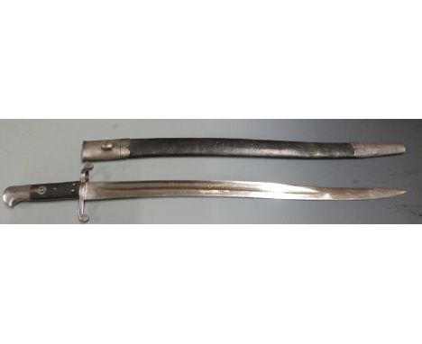 British 1856/58 pattern sword bayonet with some clear stamps, 58cm fullered yataghan blade, with scabbard&nbsp;