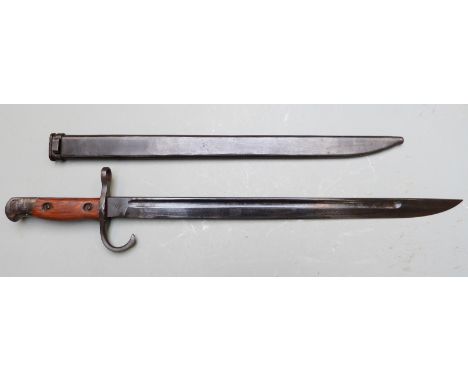 Japanese Arisaka 1897 type 30 pattern bayonet with clear stamp to ricasso, 40cm fullered blade and scabbard