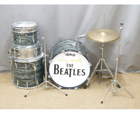 AUCTIONEER ANNOUNCE THERE ARE NO SYMBOLS IN THIS LOT&nbsp;&nbsp;Vintage 1960s/1970s Premier drum kit in rare blue oyster pear